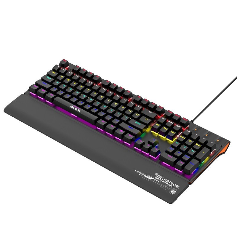 OEM logo red black blue switch 104 keys mechanical keyboard with hand wrist palm rest pad and multi media key