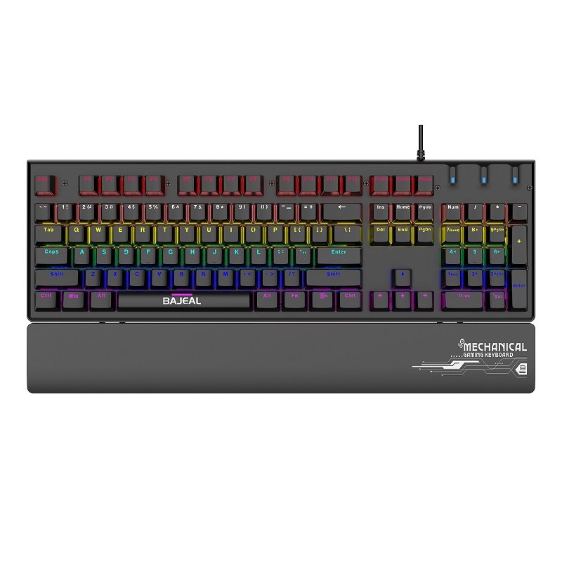 OEM logo red black blue switch 104 keys mechanical keyboard with hand wrist palm rest pad and multi media key