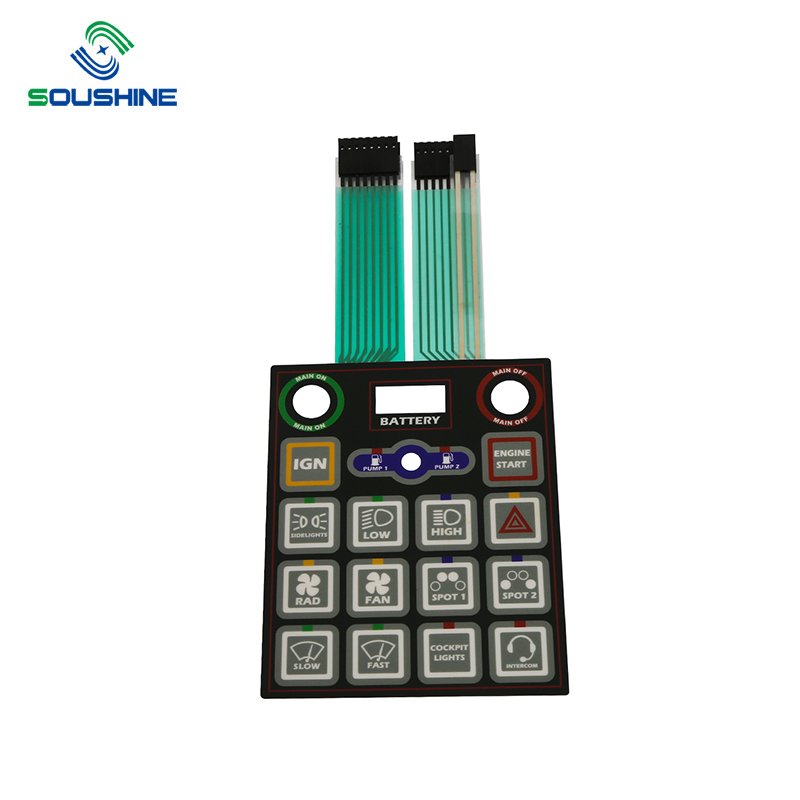 custom cheap price embossed on off push button membrane switches keypad keyboard panel