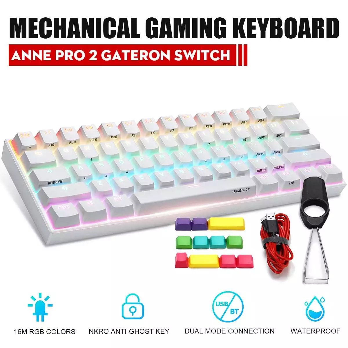 with Cherry Switch Gateron Switch 60% keyboard Anne Pro 2 RGB 61 Keys Mechanical Gaming Keyboard