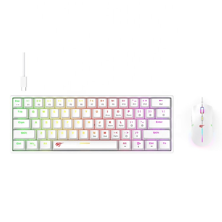 KB867Cm Havit White 61 Keys Gaming Keyboard Mouse Combos Mechanical Wired Rgb Home Desktop Computer Mechanical Keyboard And Mous
