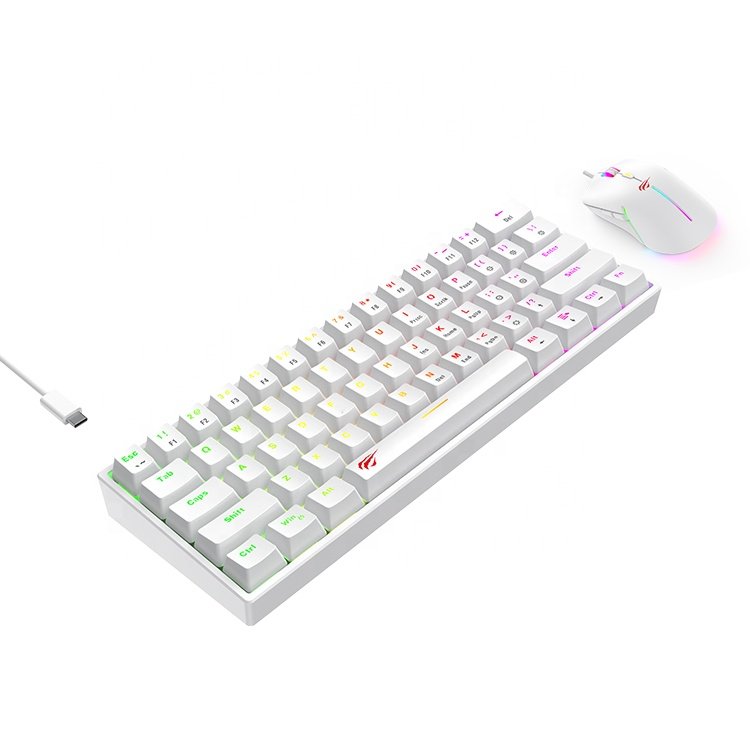 KB867Cm Havit White 61 Keys Gaming Keyboard Mouse Combos Mechanical Wired Rgb Home Desktop Computer Mechanical Keyboard And Mous