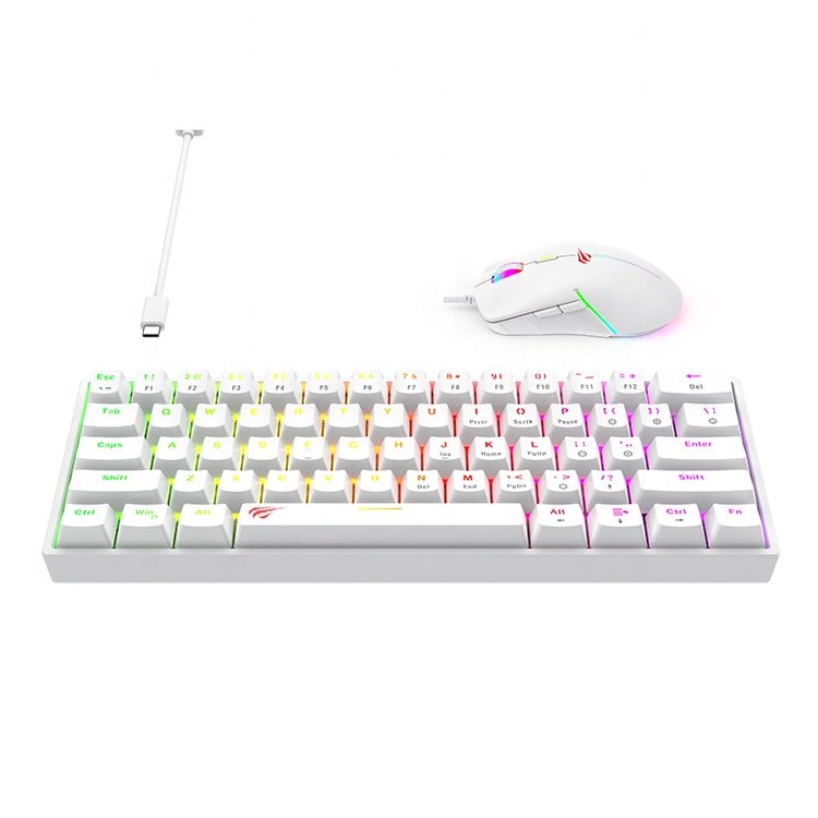 KB867Cm Havit White 61 Keys Gaming Keyboard Mouse Combos Mechanical Wired Rgb Home Desktop Computer Mechanical Keyboard And Mous