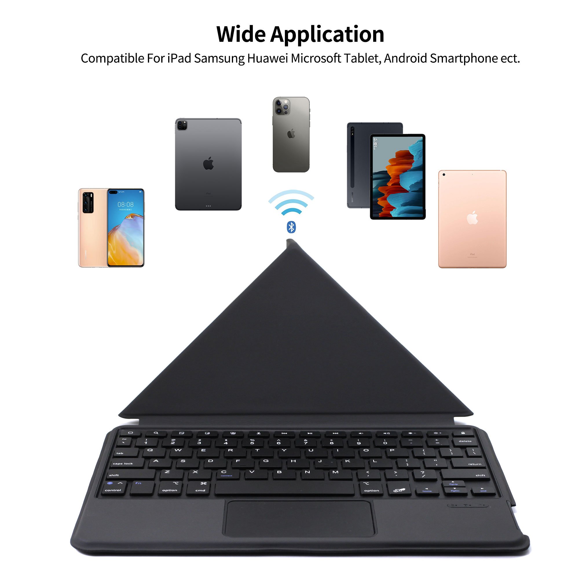 2021 Hot Sale Universal Phone Tablet Computer Leather Stand Shockproof Keyboard Cover Case For Samsung iPad Pro