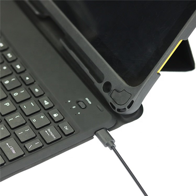 Recessed Slot Wireless BT Keyboard Case for iPad 10.2 inch Pencil Holder Rough Leather Detachable Keyboard Case Cover for iPad