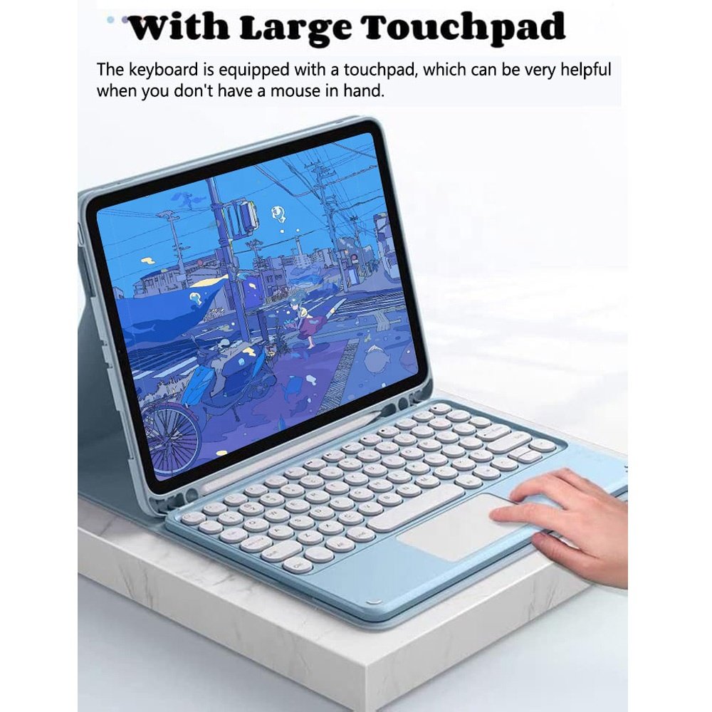 Removable Circular Button Wireless Touchpad Keyboard With Pen Slot Cover for Samsung Galaxy Tab S9 Ultra 14.6 Case Keyboard