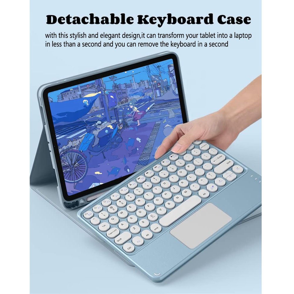 Removable Circular Button Wireless Touchpad Keyboard With Pen Slot Cover for Samsung Galaxy Tab S9 Ultra 14.6 Case Keyboard