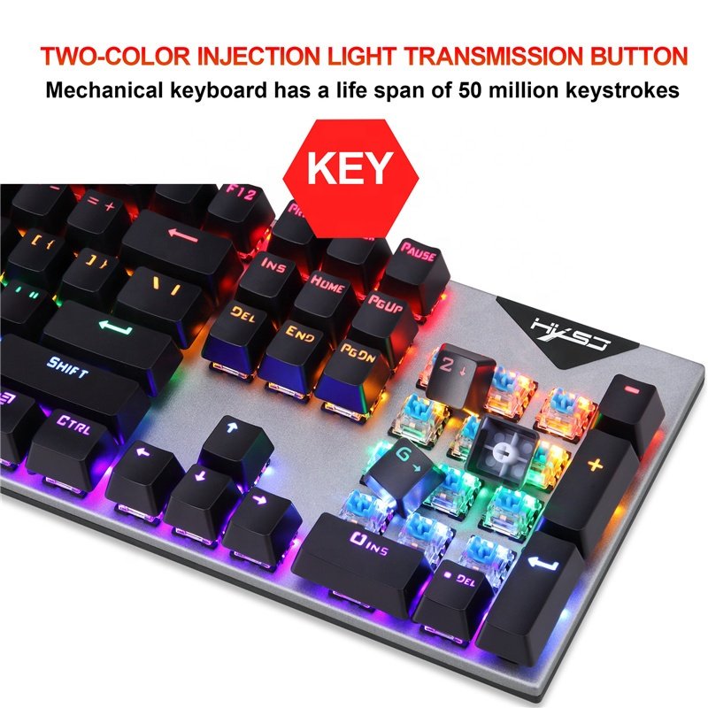 New L300 104Keys Cyan Switch Mechanical Keyboard 20 Kinds of Lighting Effects Stylish Office Game Wired mechanical keyboard