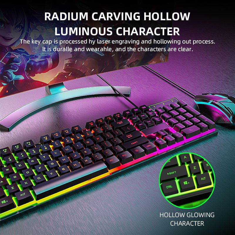 High Quality Gamer Keyboard Teclado RGB Backlit mechanische tastatur Ergonomic Mechanical Gaming Keyboard and Mouse