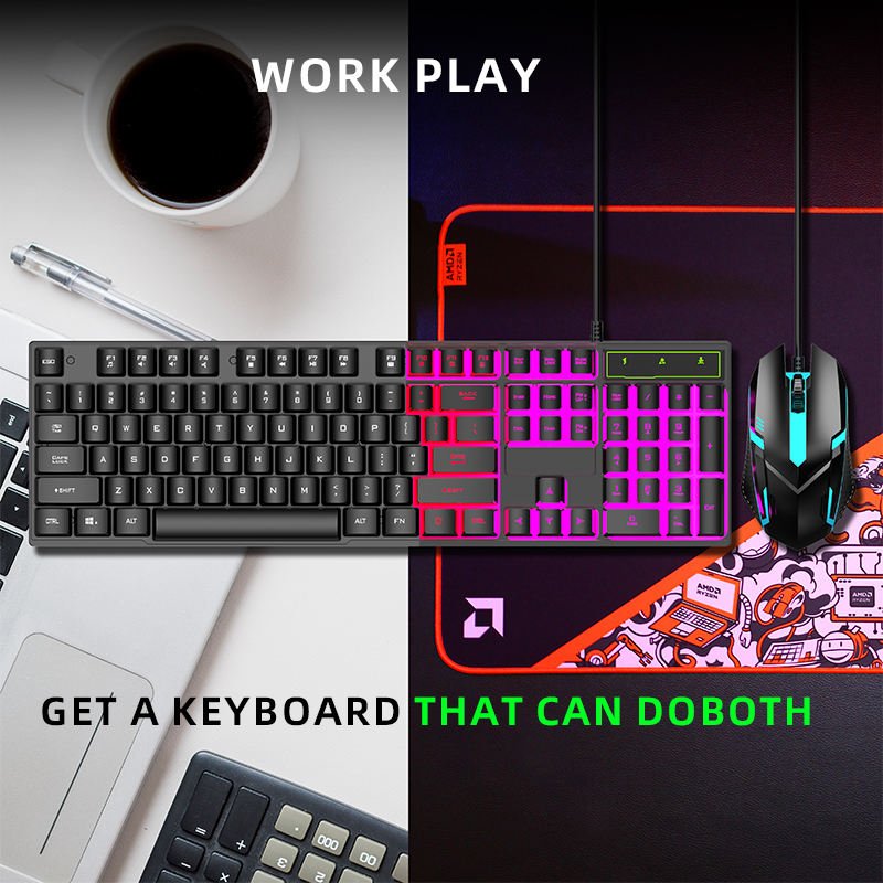 High Quality Gamer Keyboard Teclado RGB Backlit mechanische tastatur Ergonomic Mechanical Gaming Keyboard and Mouse