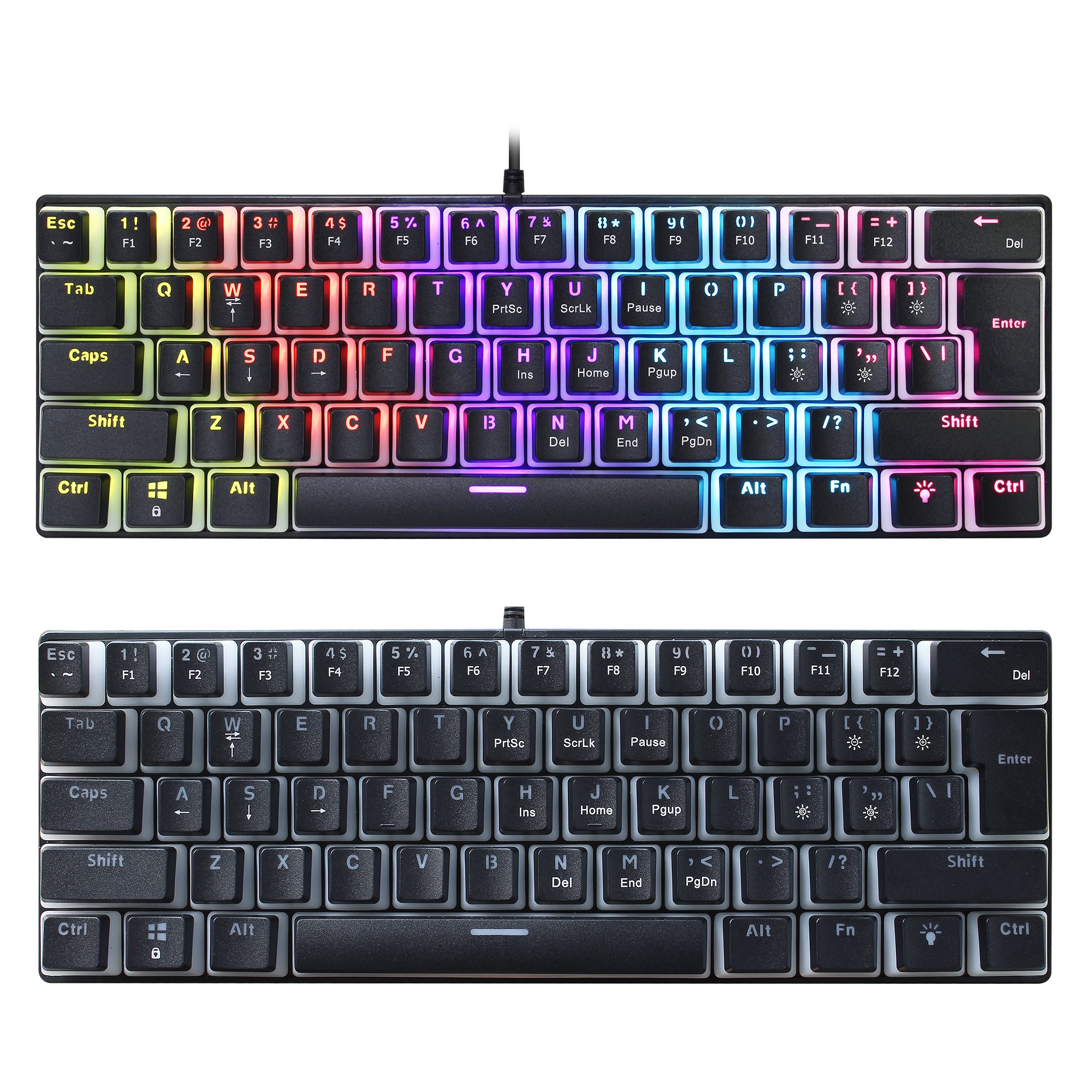 New Arrival HXSJ L700 61-Key Wired Gaming Keyboard RGB Backlit with Pudding Keycaps USB Interface for Laptop Console Games