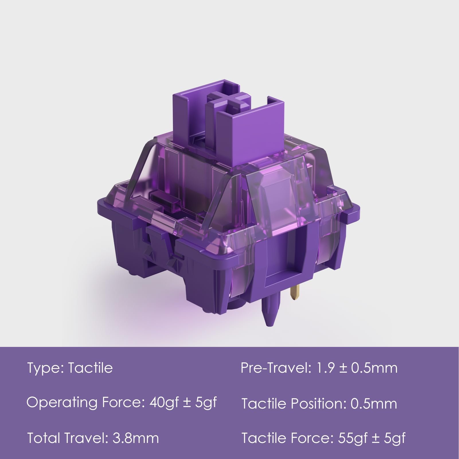 45 Pieces/Box Akko V3 Pro Lavender Purple Switches 5 Pin 45gf Tactile Switch for DIY Mechanical Keyboard Switches