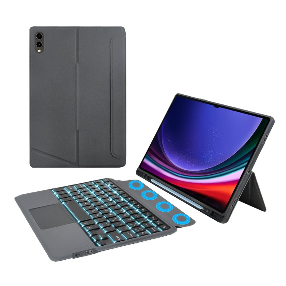 For Samsung Galaxy Tab S9 Integrated Detachable Magnetic wireless Keyboard case with backlit and pen slot