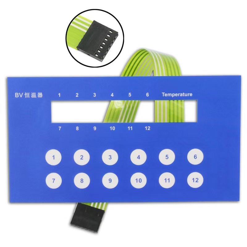 Custom adhesive embossed button film keyboard backlight film switch with Led film switch