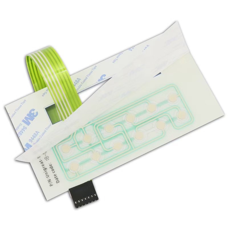 Custom adhesive embossed button film keyboard backlight film switch with Led film switch