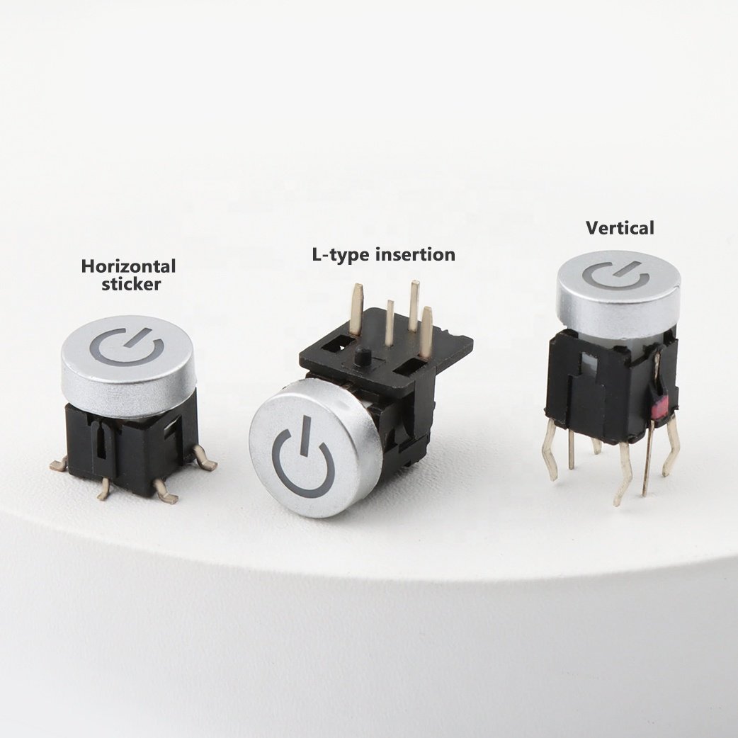 180degree SMD SMT 6*7.2/6*9/7*7/8*8/12*12 Mm Circular LED Tact Switch 6x7/6x9/7x7/8x8/12x12 Mm Illuminated Tactile Switch