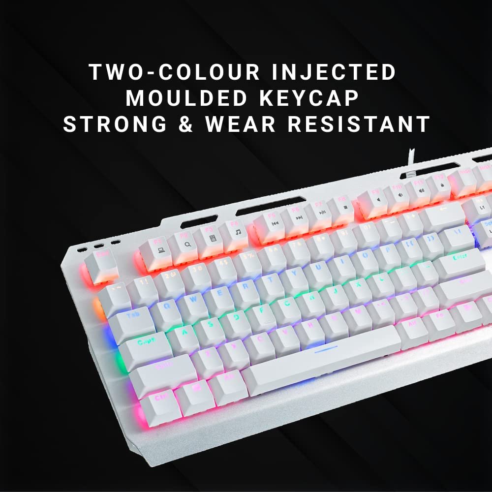 Rapoo Gk500 Metal White Blue Switch 104Key Rgb Wired Gaming Flexible Backlit Custom Mechanical Keyboard