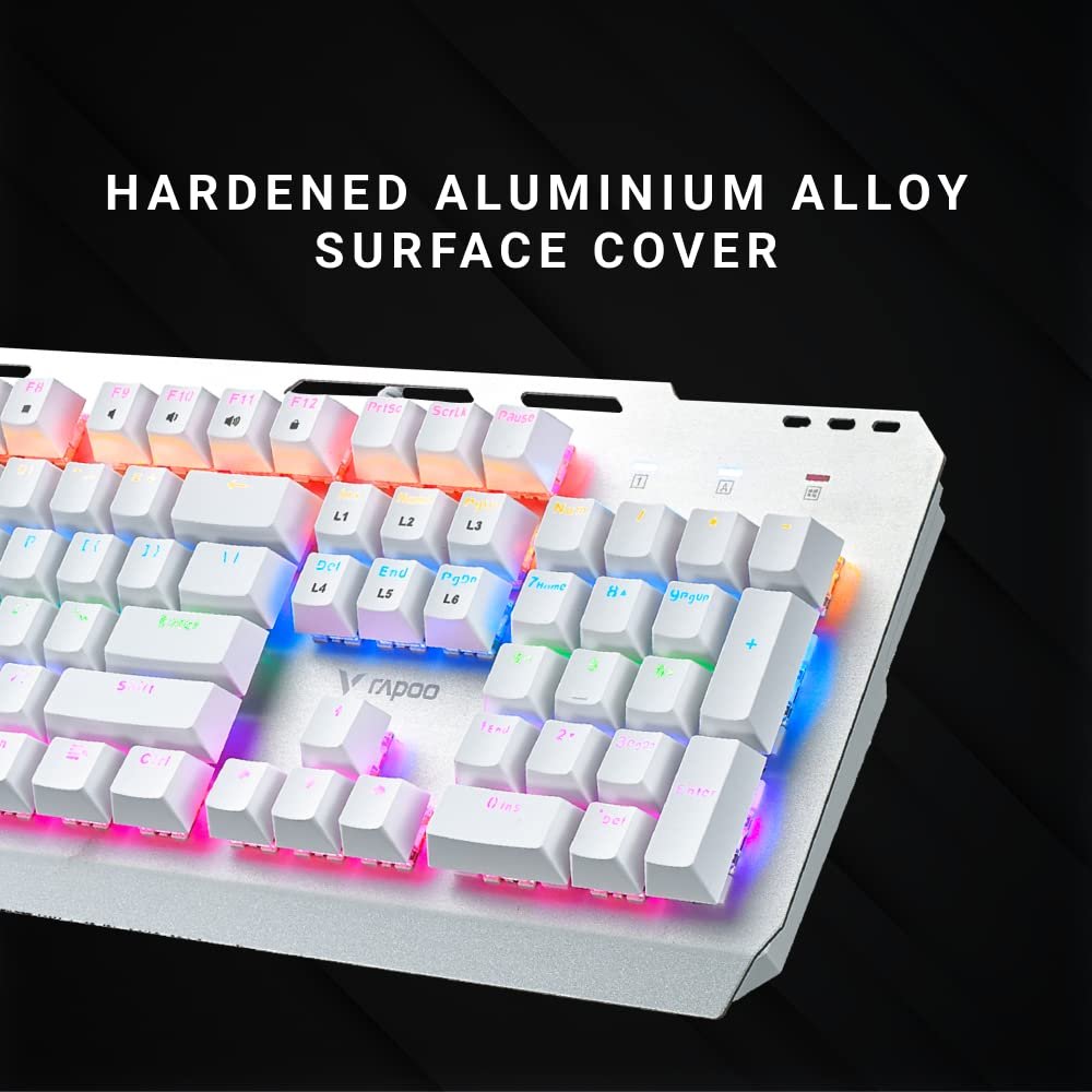 Rapoo Gk500 Metal White Blue Switch 104Key Rgb Wired Gaming Flexible Backlit Custom Mechanical Keyboard