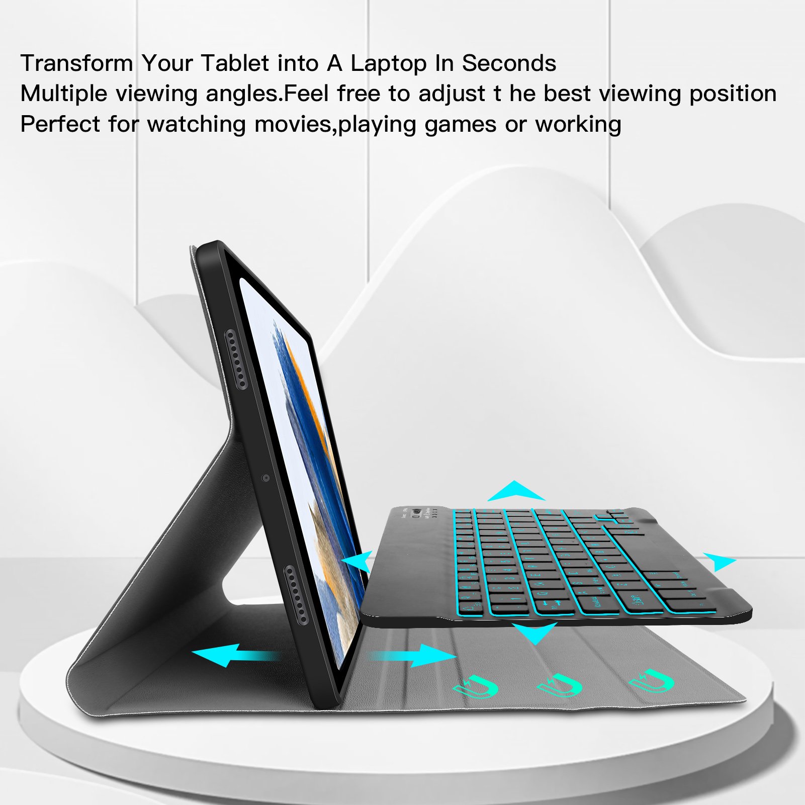 For Samsung Galaxy Tab S9 S8 S7 Plus Magic Keyboard Case For Galaxy Tab S7 S9 Fe Plus Magnetic Keyboard Cover With Backlit