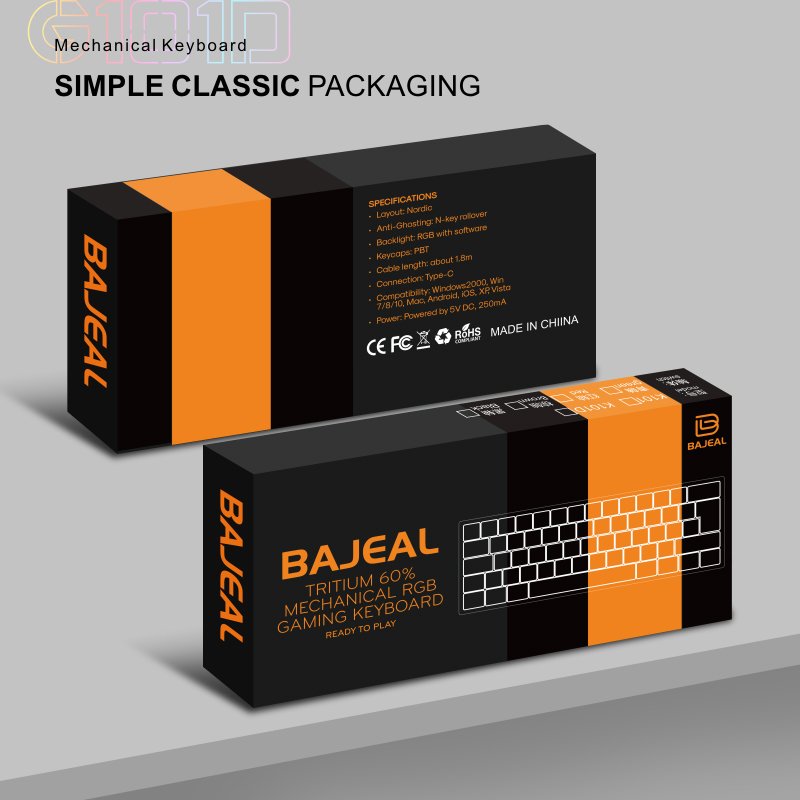 Bajeal Top sell G101D blue switch 63 keys 60% RGB wired 60 Percent gaming mechanical keyboard