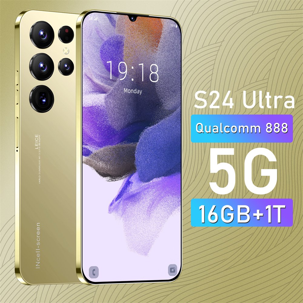 Best Selling Original Brand New S24Phone 6.8 Inch 4G 5G Smartphone with Stylus Pen 4 Cameras Facial Recognition Unlock Phone