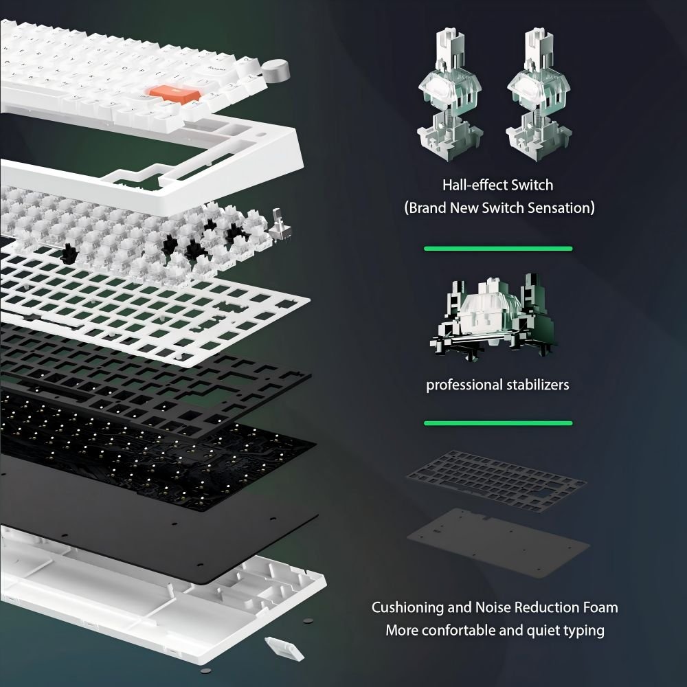 Mechanical Gaming Keyboard A75 Rapid Trigger RGB Wired USB magnetic switch 75% Layout Compact with 82 Keys