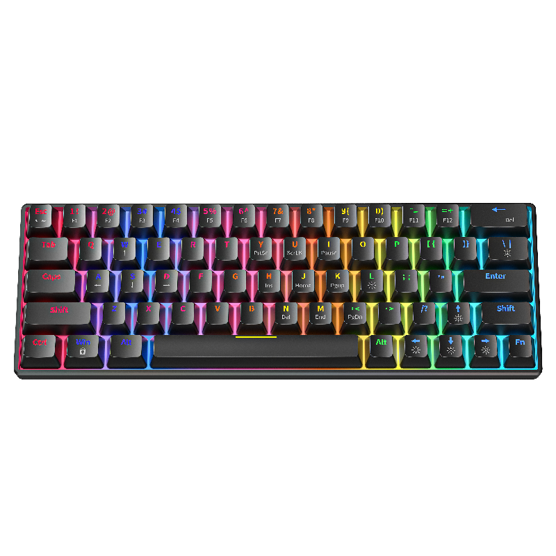 63 64 Keys Custom Keycap Blue Red Switch Rgb Backlit Full-key Anti-ghosting Usb Wired Gaming Mechanical Keyboard