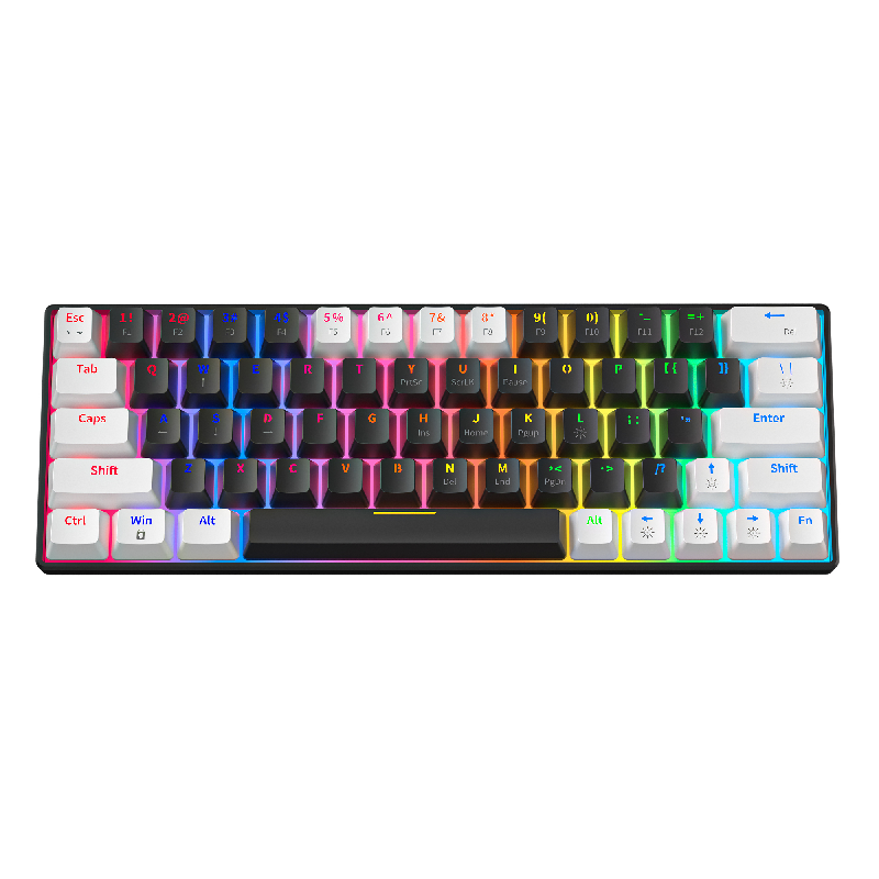 63 64 Keys Custom Keycap Blue Red Switch Rgb Backlit Full-key Anti-ghosting Usb Wired Gaming Mechanical Keyboard