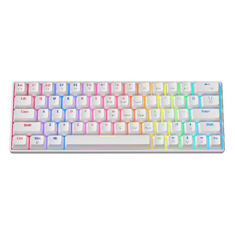 63 64 Keys Custom Keycap Blue Red Switch Rgb Backlit Full-key Anti-ghosting Usb Wired Gaming Mechanical Keyboard