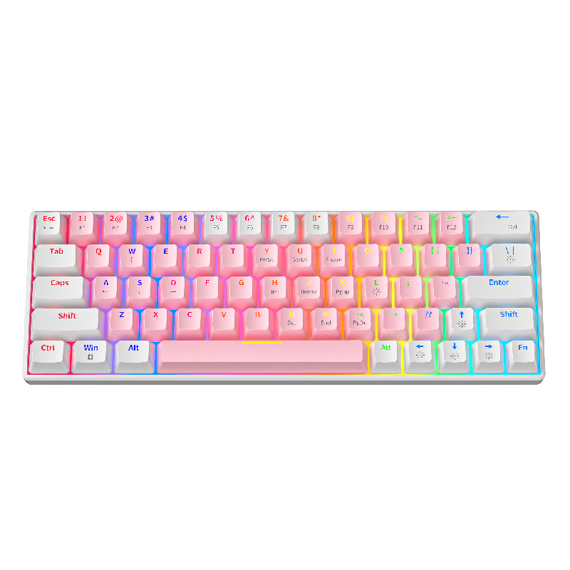 63 64 Keys Custom Keycap Blue Red Switch Rgb Backlit Full-key Anti-ghosting Usb Wired Gaming Mechanical Keyboard