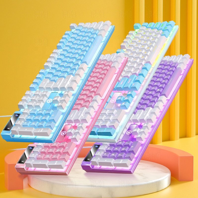 K500 Mechanical Keyboard Gaming Wired Keyboard Mixed Color 104 Keys RGB Color-blocking Backlight keyboard for Laptop PC