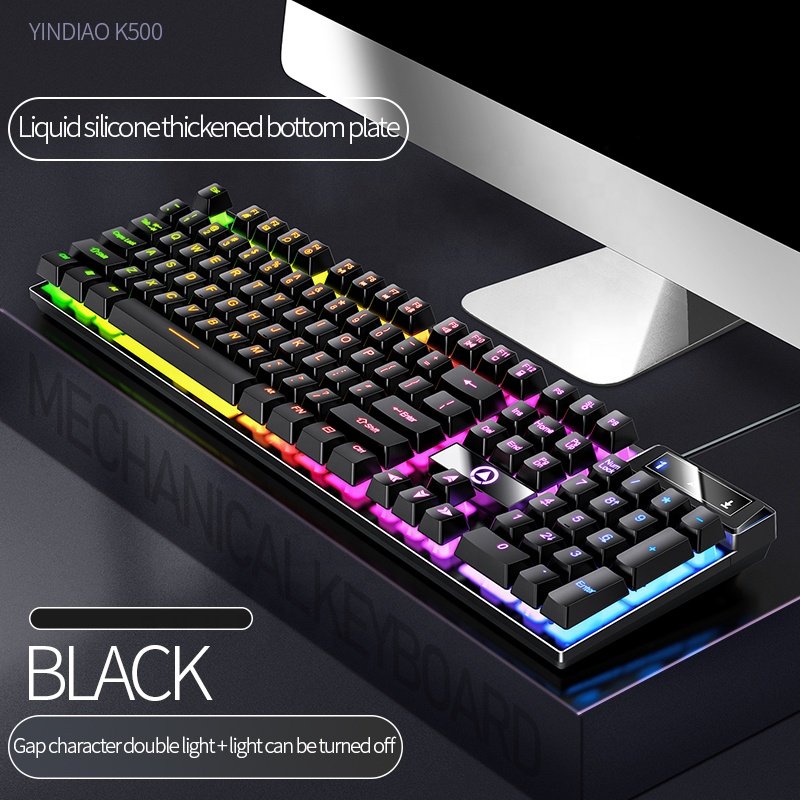 K500 Mechanical Keyboard Gaming Wired Keyboard Mixed Color 104 Keys RGB Color-blocking Backlight keyboard for Laptop PC