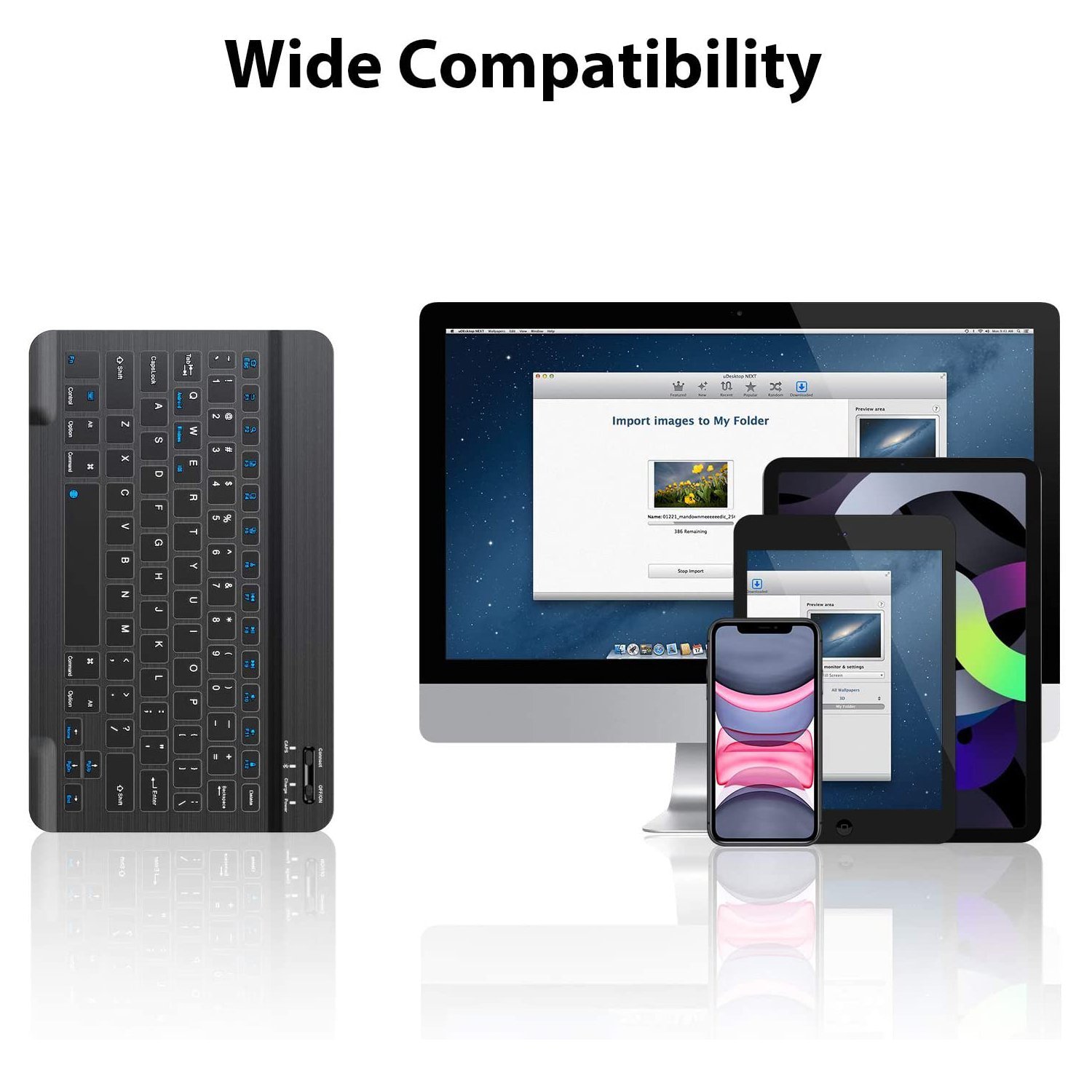 In Stock 60% 78 Key Low Profile Slim Mini Size Rechargeable Wireless Bt Arabic Keyboard For Smart Mobile Phone