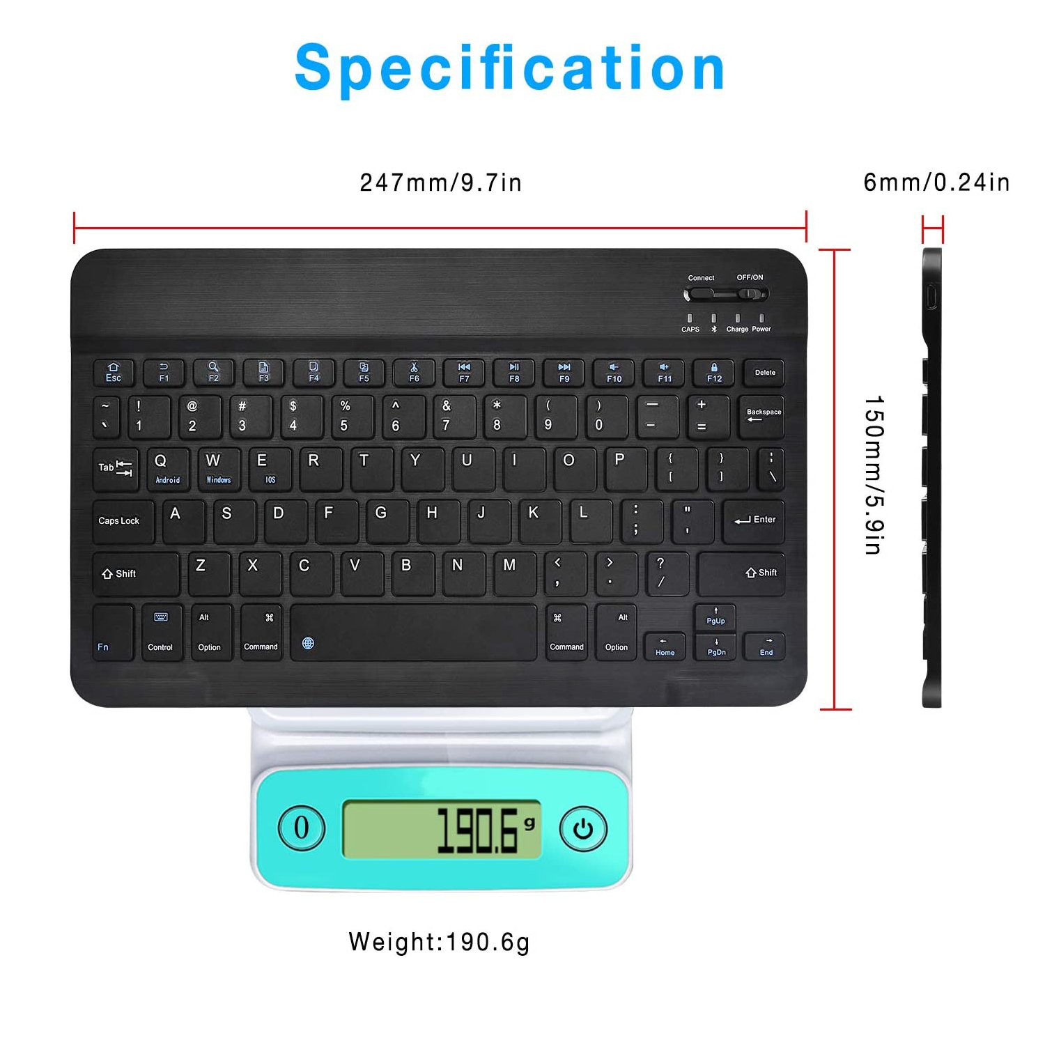 In Stock 60% 78 Key Low Profile Slim Mini Size Rechargeable Wireless Bt Arabic Keyboard For Smart Mobile Phone