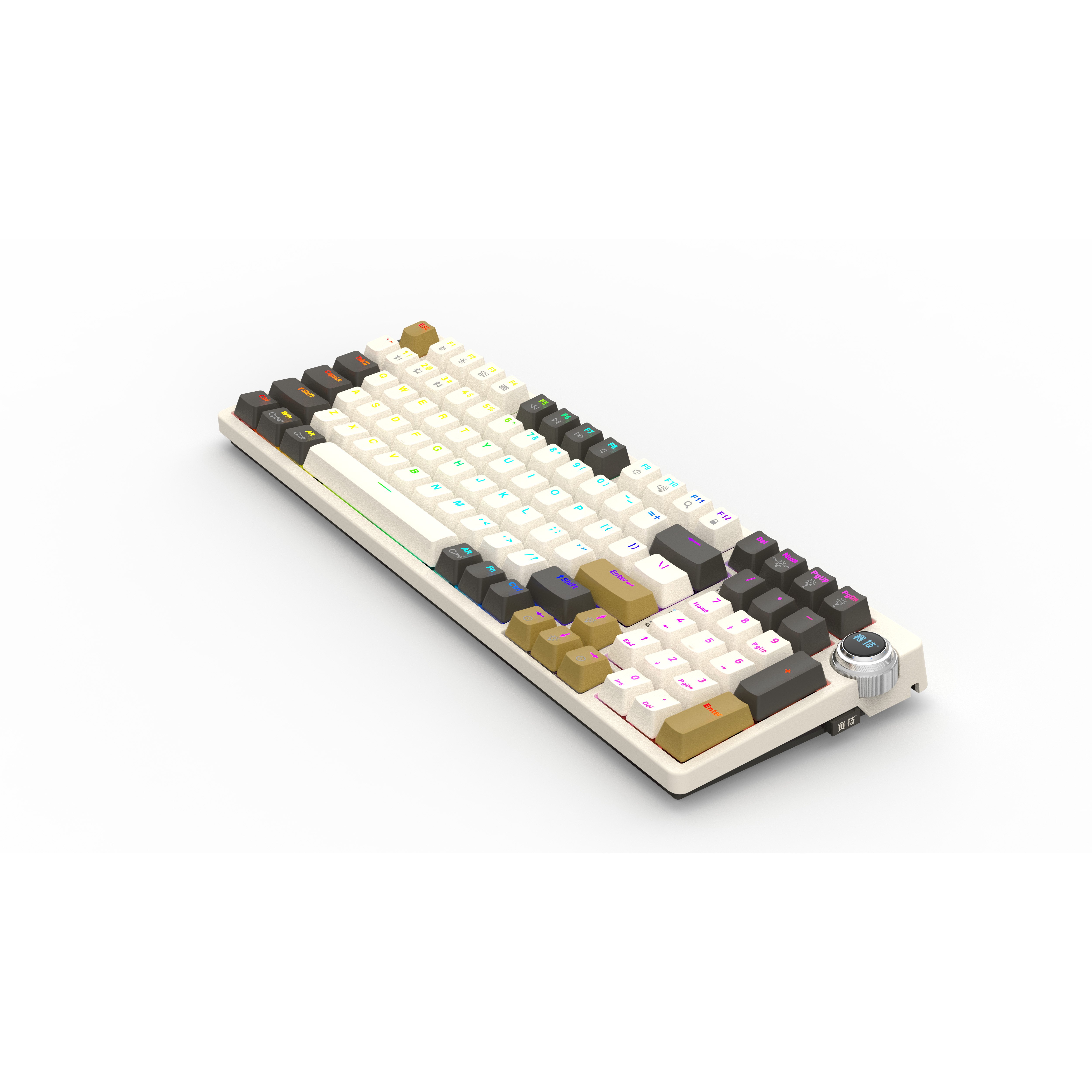 High quality OEM 97 Keys +knob 2.4Ghz Wireless BT5.0 Mechanical Keyboard Multi Devices with knob for Win/iOS/Android