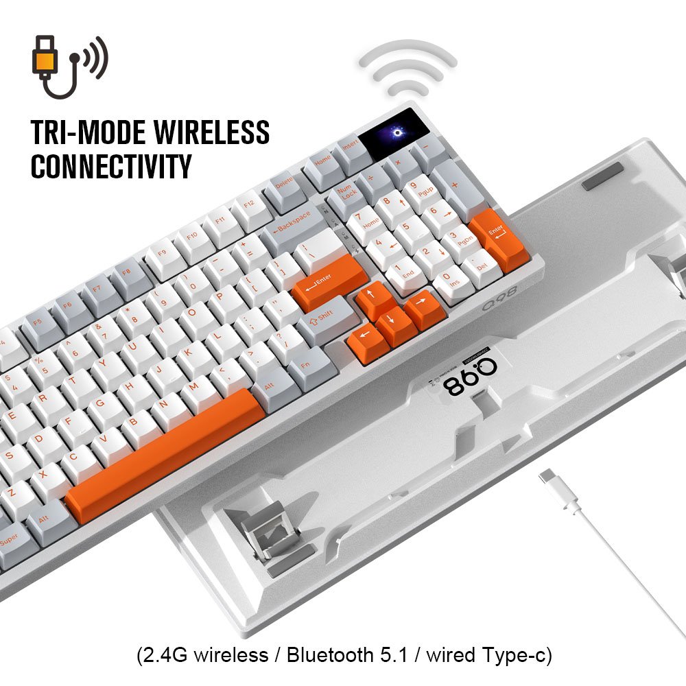 SAMA 90% Mechanical Keyboard BT5.0 2.4G USB-C Hot-Swap Socket 4000mAh Battery RGB PC Wireless Gaming Keyboard with Mini Display