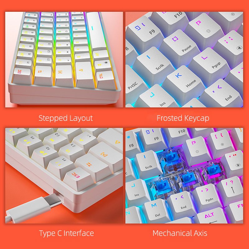 China Wholesale JERTECH JK530 ABS Gaming Type C Keyboard Mini Wireless White Mechanical Keyboard