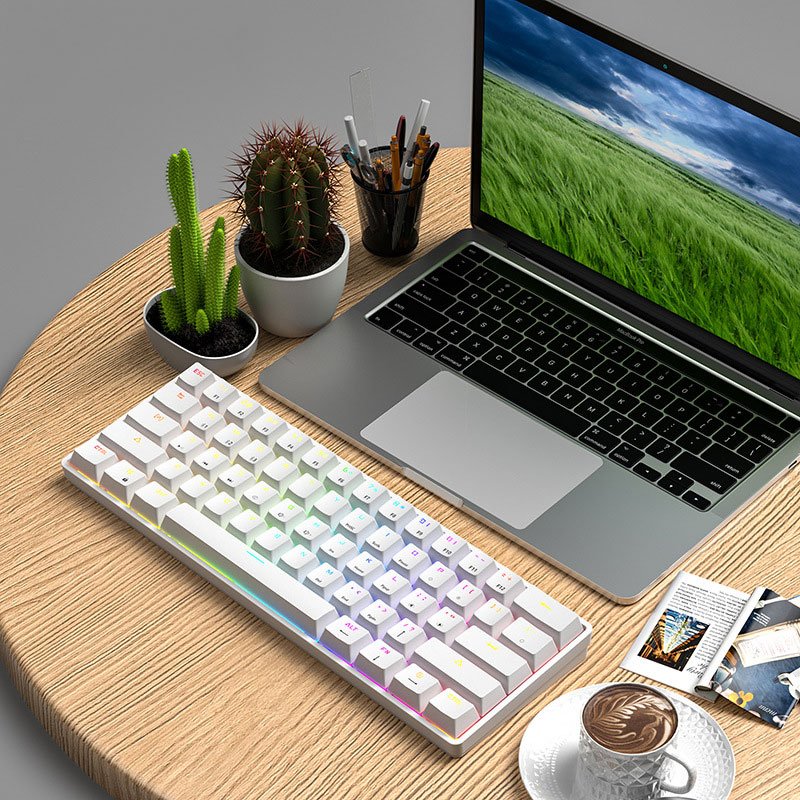 China Wholesale JERTECH JK530 ABS Gaming Type C Keyboard Mini Wireless White Mechanical Keyboard