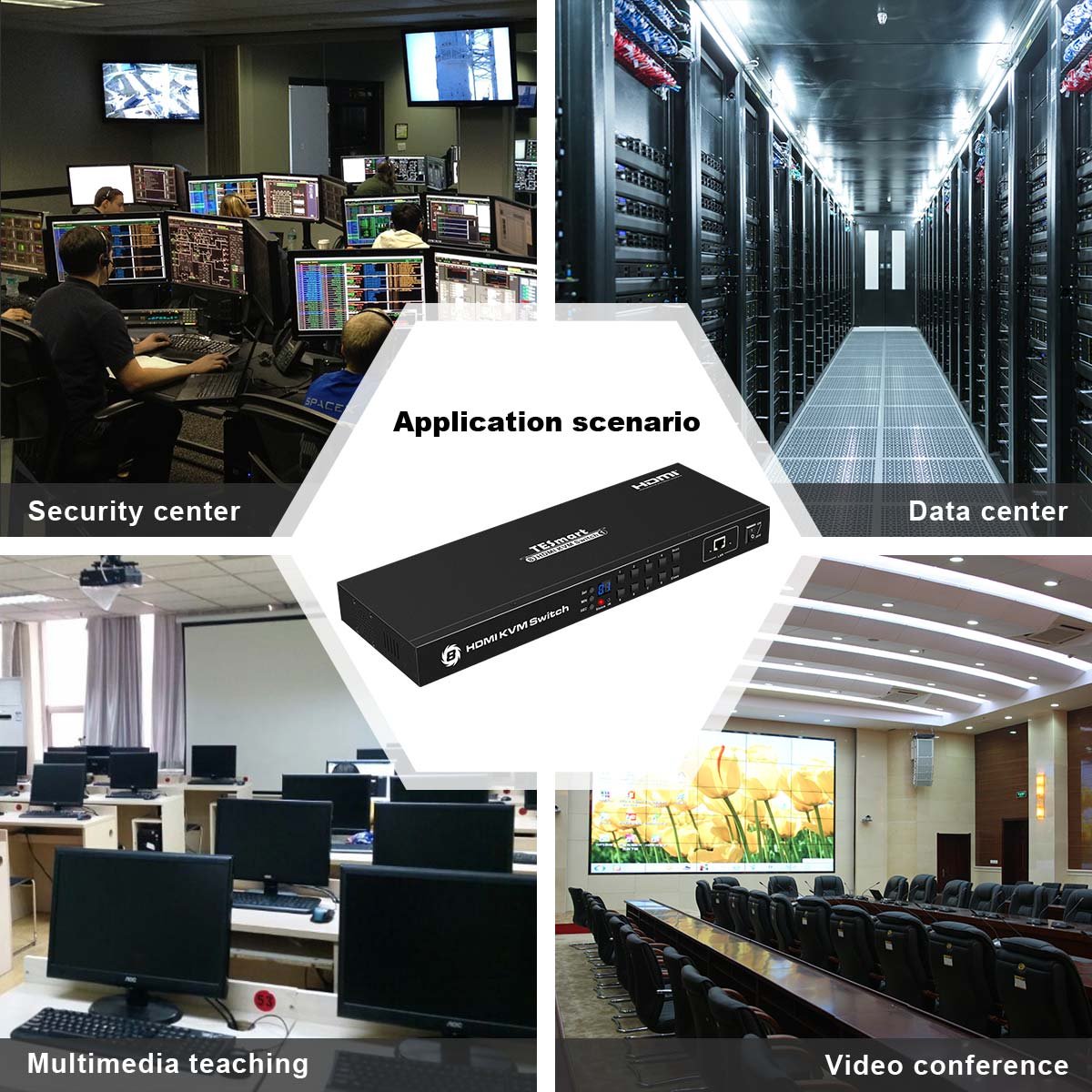 TESmart KVM Switches Available to use keyboard without any delay after switch input sources 8x1 HDMI KVM Switcher