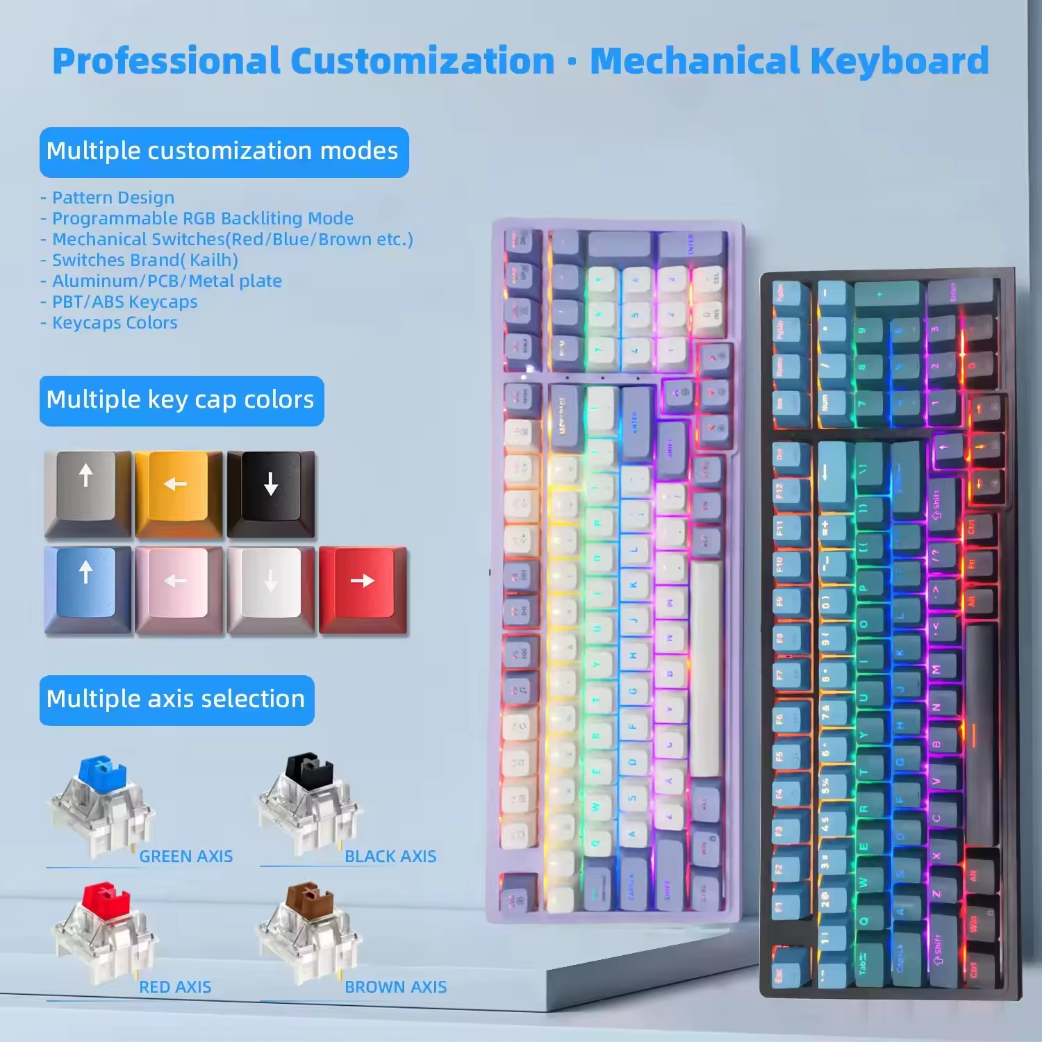 Custom 83 Keys Full CNC Kit Keyboard USB Wired RGB Backlit Gasket Gaming Mechanical Keyboard for Desktop