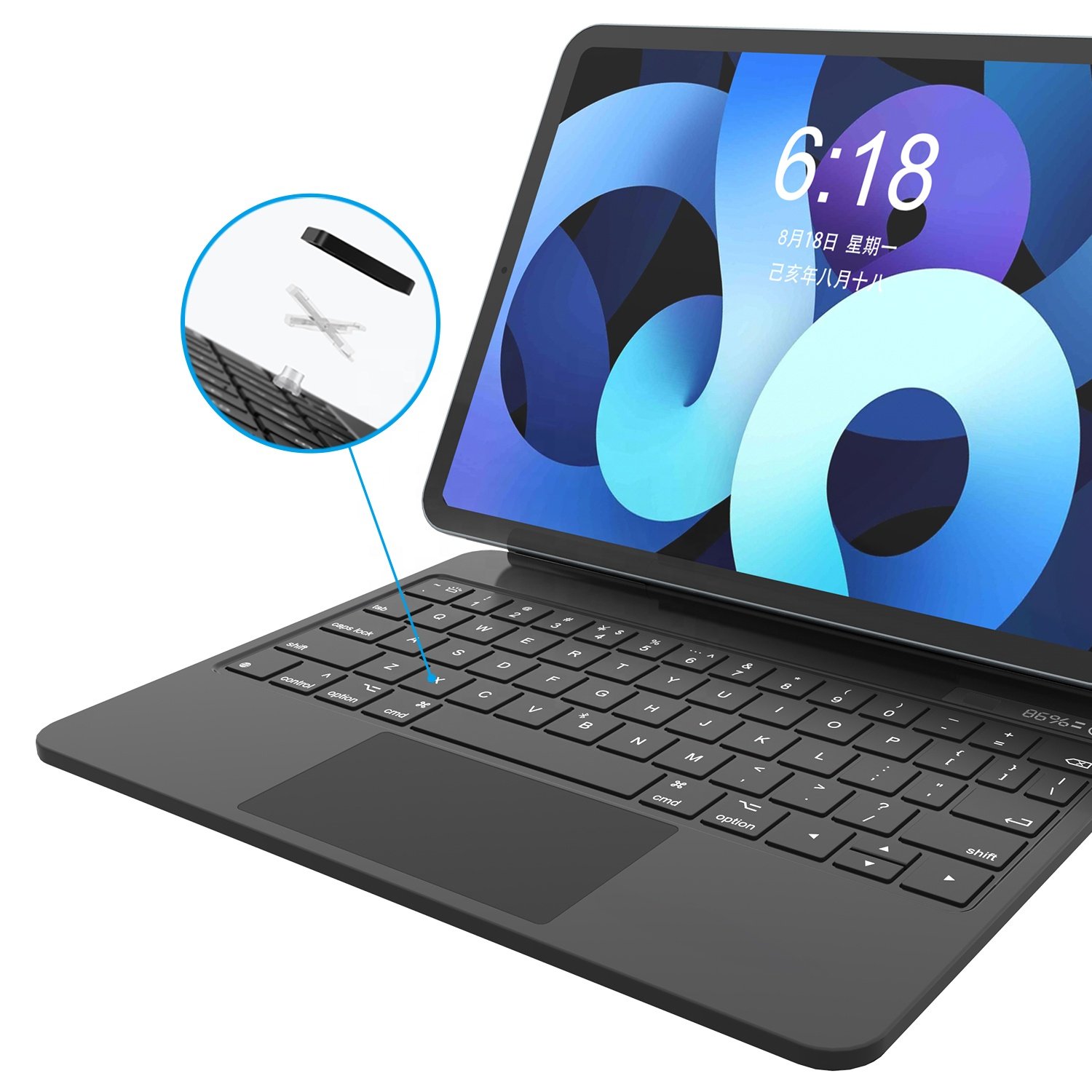 Wholesale Ultra Thin magic keyboard for ipad with soft touch PU leather cover protect black for ipad 12.9inch