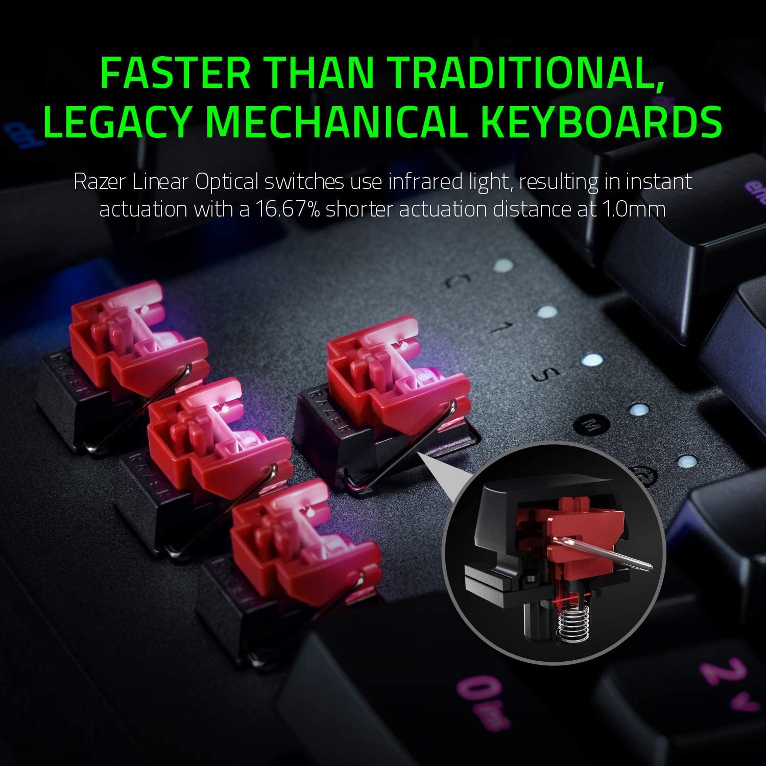 Razer Huntsman Elite Gaming Keyboard Fast Keyboard Switches Linear Optical Switches Chroma RGB Lighting Wrist Rest