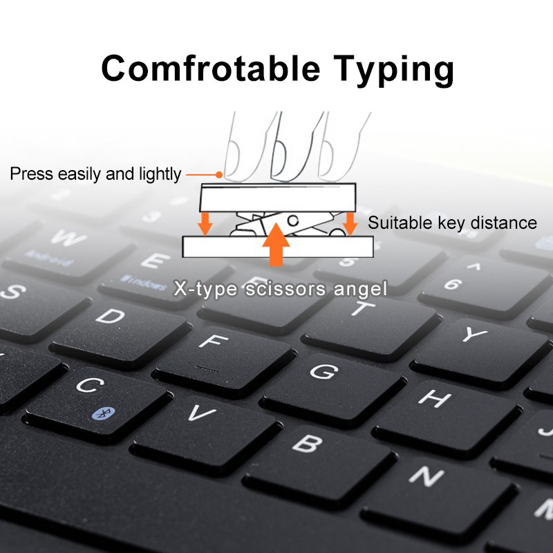 YiLing Hotsale Multi Device wireless Keyboard Bulit-in Cradle Dual BT Channels 78keys