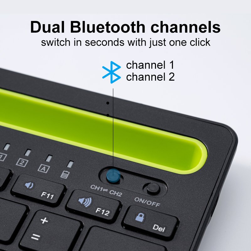 YiLing Hotsale Multi Device wireless Keyboard Bulit-in Cradle Dual BT Channels 78keys