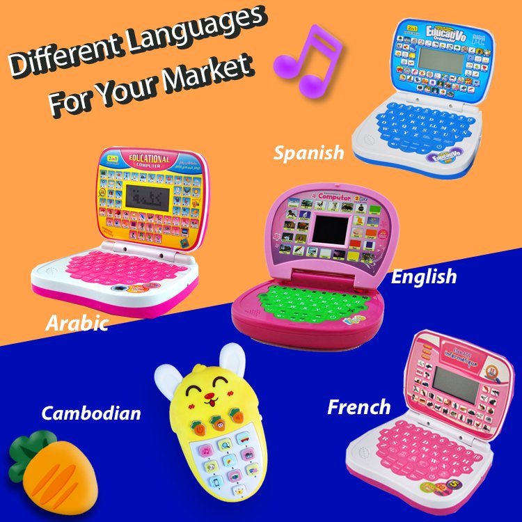 Children Bilingual French English Learning Tablet Educational Kids Machine Toy Laptops Learning Machine With Keyboard