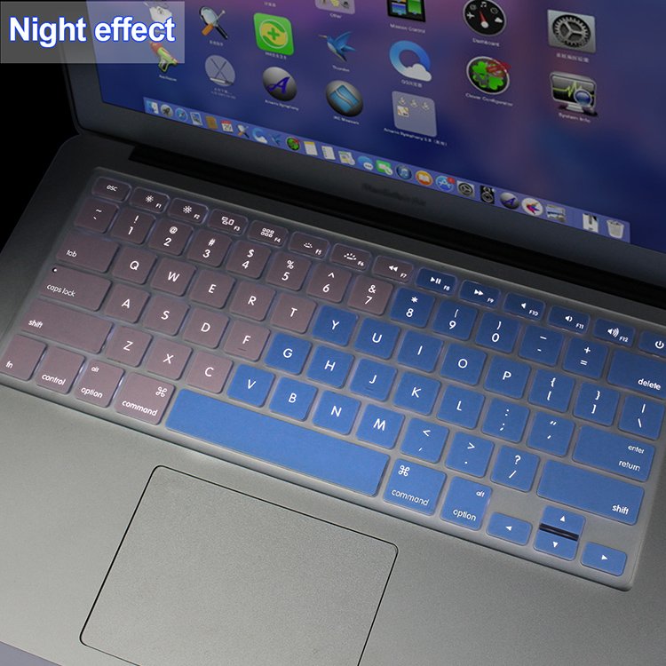 china factory custom glow in the dark keyboard cover backlight silicone keyboard skin for macbook 13 15 17 laptop keyboard cover