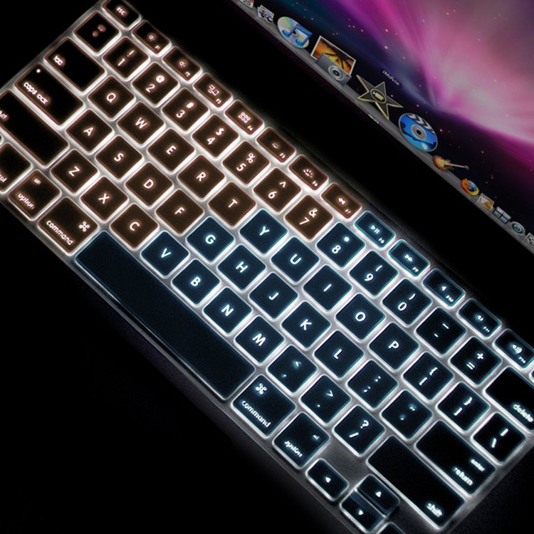 china factory custom glow in the dark keyboard cover backlight silicone keyboard skin for macbook 13 15 17 laptop keyboard cover