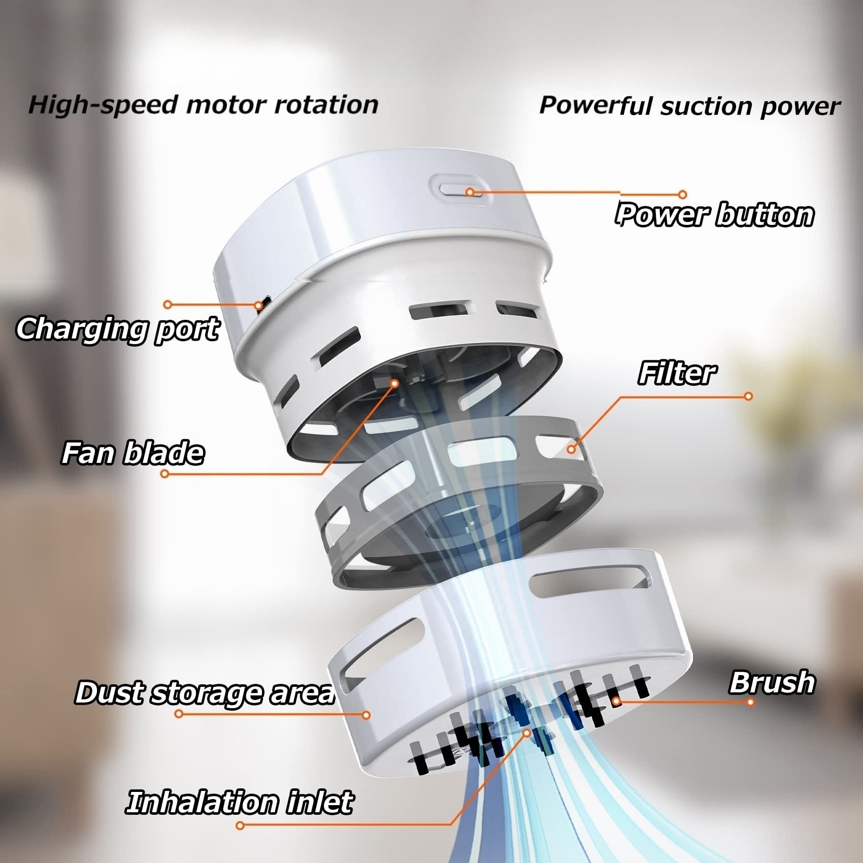 Portable Household USB Charging Handheld Electric Mini Vacuum Cleaner For Desktop Desk Table Top Home Office School Dry Dust Kid