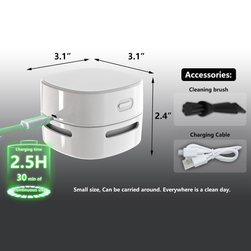 Portable Household USB Charging Handheld Electric Mini Vacuum Cleaner For Desktop Desk Table Top Home Office School Dry Dust Kid