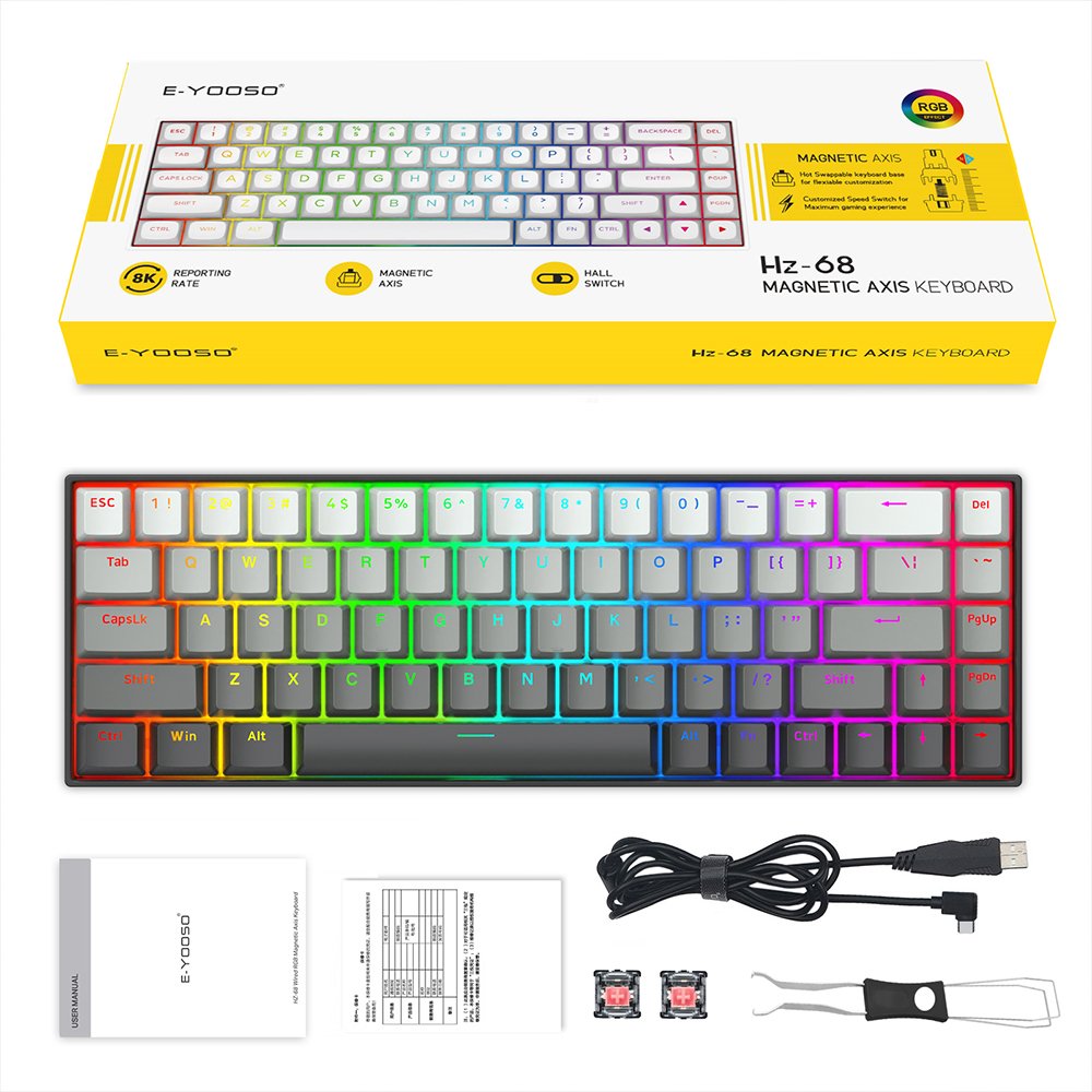 E-YOOSO Low Price Gaming Mechanical Keyboards Support Low MOQ OEM/ODM 68 Keys RGB Backlight LED Rapid Trigger Gaming Keyboard